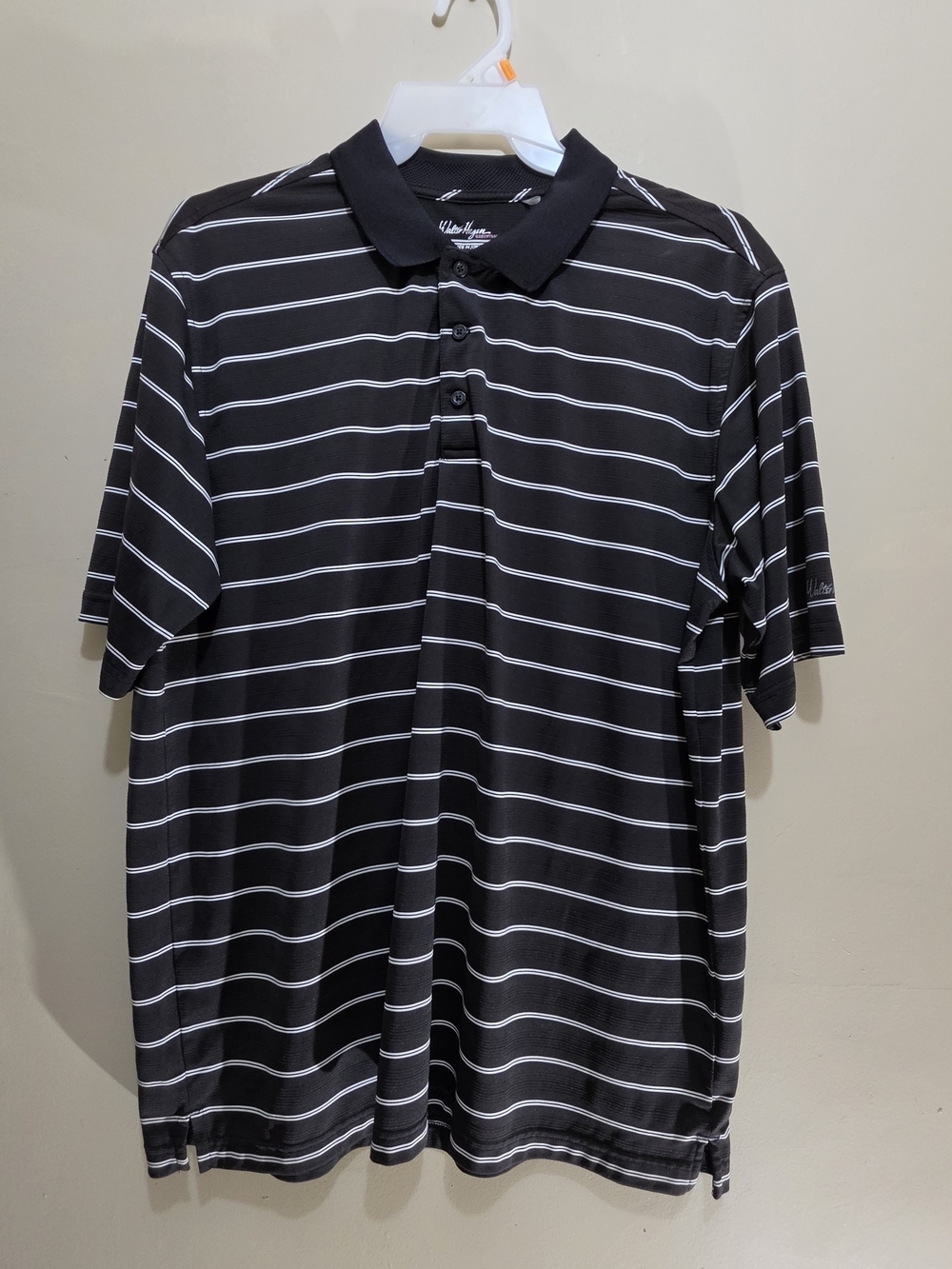 Walter Hagen Essentials Polo Shirt Mens XL Black White Striped Golf